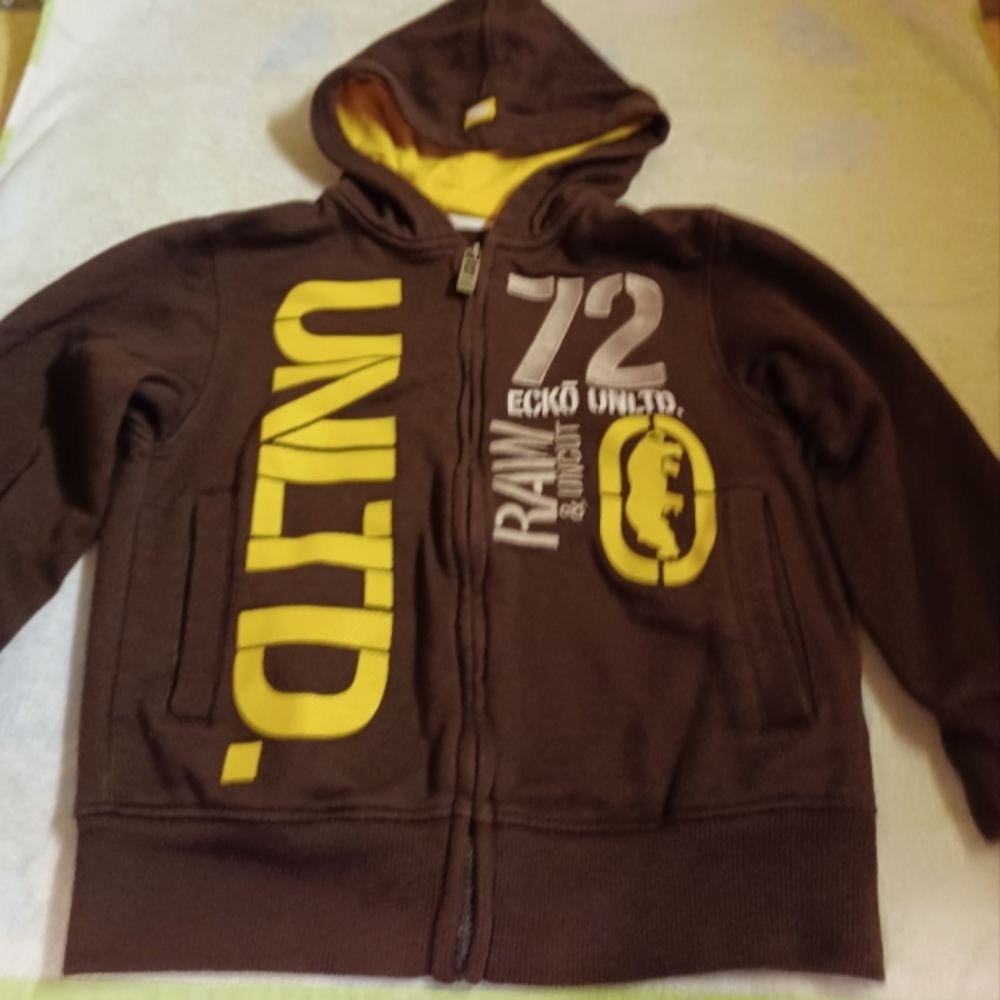 Ecko Unltd. Boy's Zipper Front Hooded Jacket With Graphics-Size 6